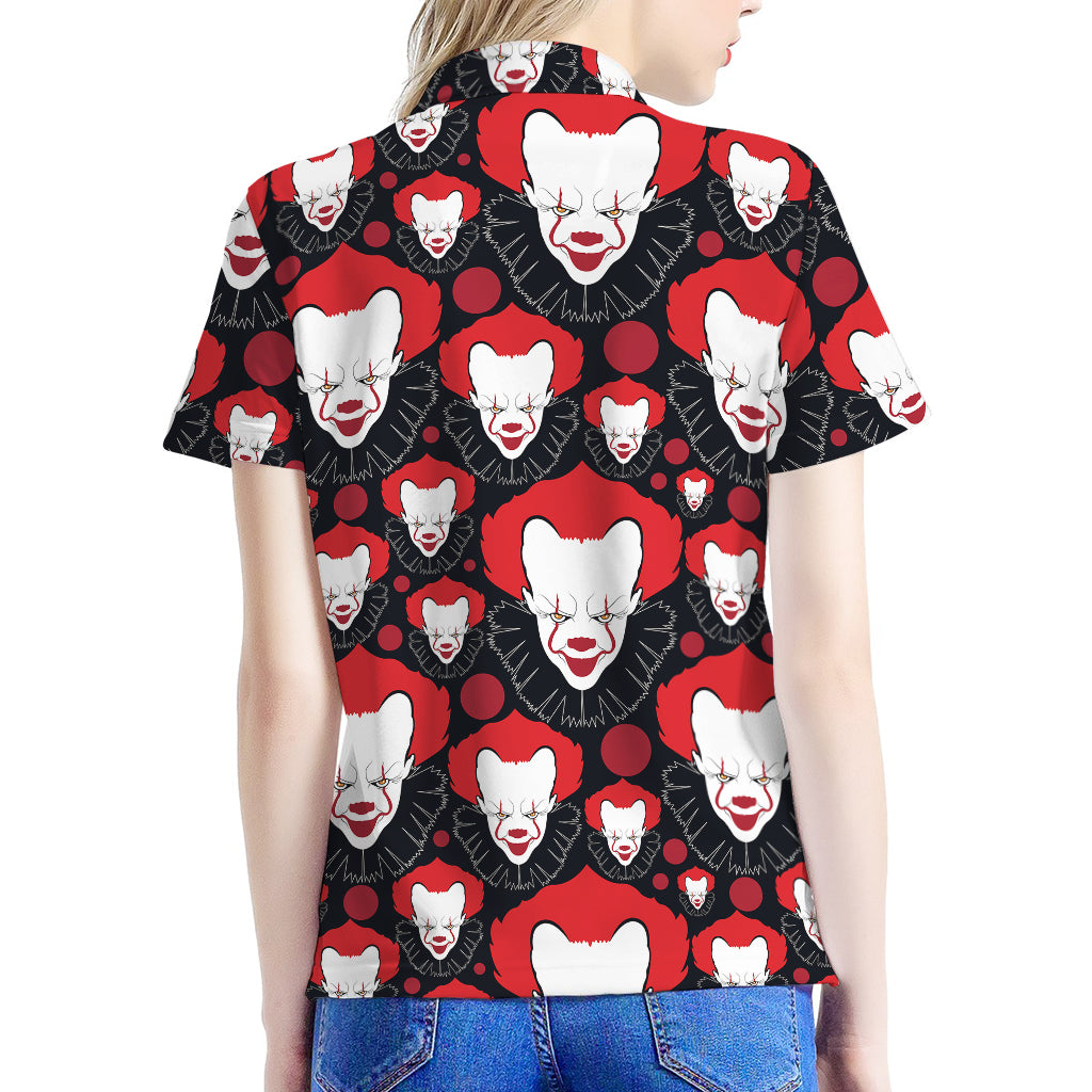 Halloween Scary Clown Pattern Print Women's Polo Shirt
