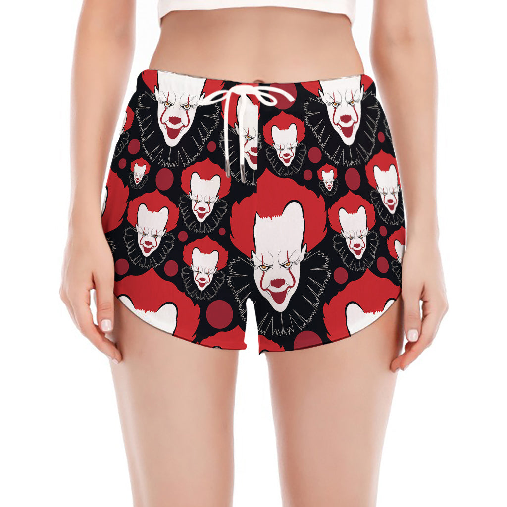 Halloween Scary Clown Pattern Print Women's Split Running Shorts