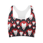 Halloween Scary Clown Pattern Print Women's Sports Bra