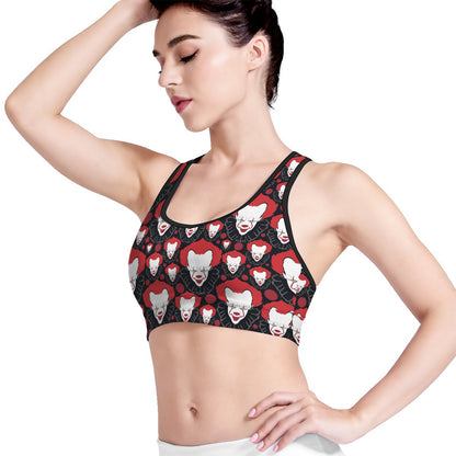 Halloween Scary Clown Pattern Print Women's Sports Bra