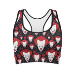 Halloween Scary Clown Pattern Print Women's Sports Bra