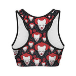 Halloween Scary Clown Pattern Print Women's Sports Bra