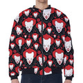 Halloween Scary Clown Pattern Print Zip Sleeve Bomber Jacket