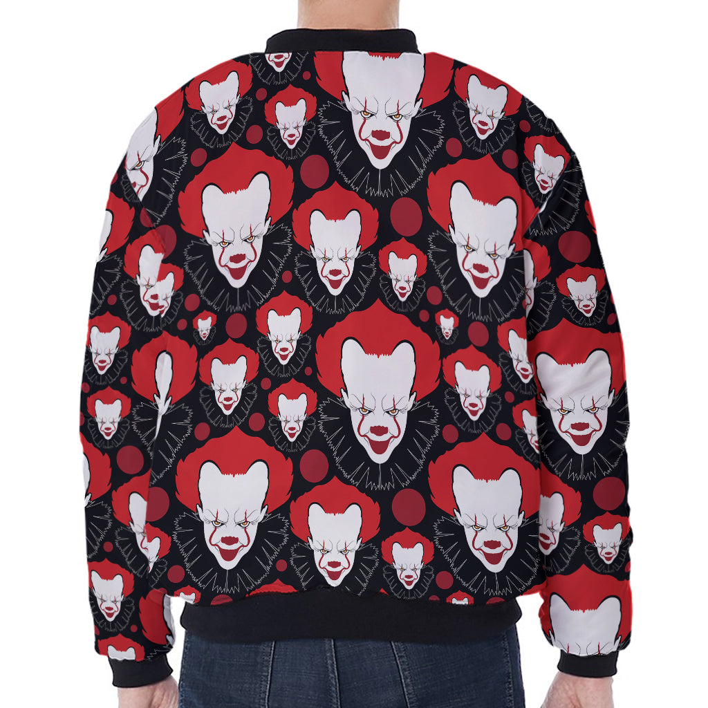 Halloween Scary Clown Pattern Print Zip Sleeve Bomber Jacket