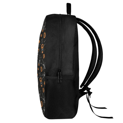 Halloween Skeleton And Pumpkin Print 17 Inch Backpack