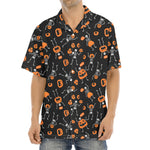 Halloween Skeleton And Pumpkin Print Aloha Shirt
