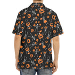 Halloween Skeleton And Pumpkin Print Aloha Shirt