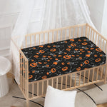 Halloween Skeleton And Pumpkin Print Baby Crib Sheet