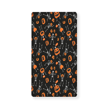 Halloween Skeleton And Pumpkin Print Baby Crib Sheet