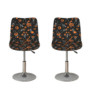 Halloween Skeleton And Pumpkin Print Bar Stool Covers