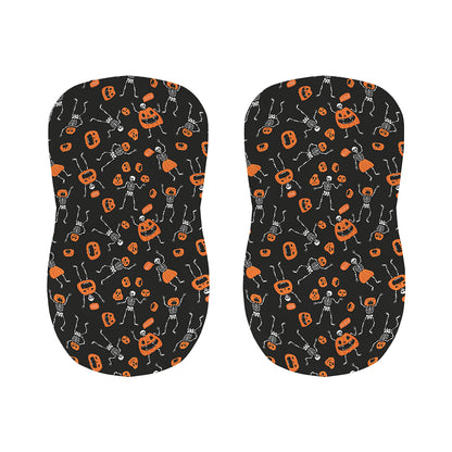 Halloween Skeleton And Pumpkin Print Bar Stool Covers