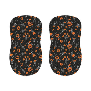 Halloween Skeleton And Pumpkin Print Bar Stool Covers