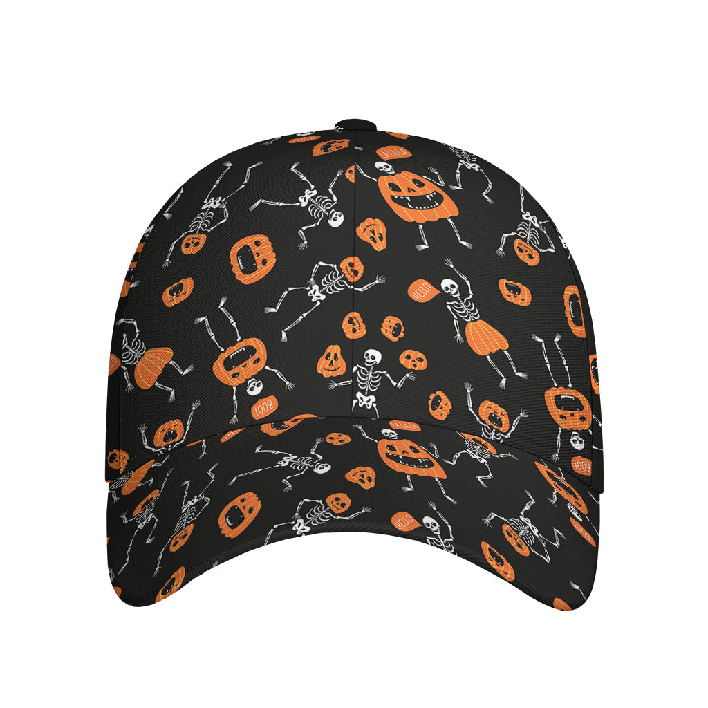 Halloween Skeleton And Pumpkin Print Baseball Cap