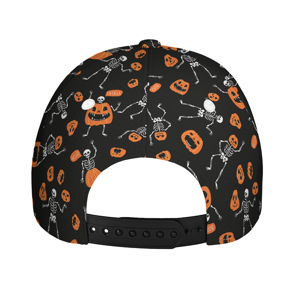 Halloween Skeleton And Pumpkin Print Baseball Cap