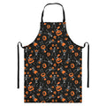 Halloween Skeleton And Pumpkin Print Bib Apron With Pocket