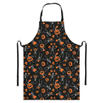 Halloween Skeleton And Pumpkin Print Bib Apron With Pocket