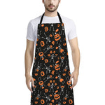 Halloween Skeleton And Pumpkin Print Bib Apron With Pocket