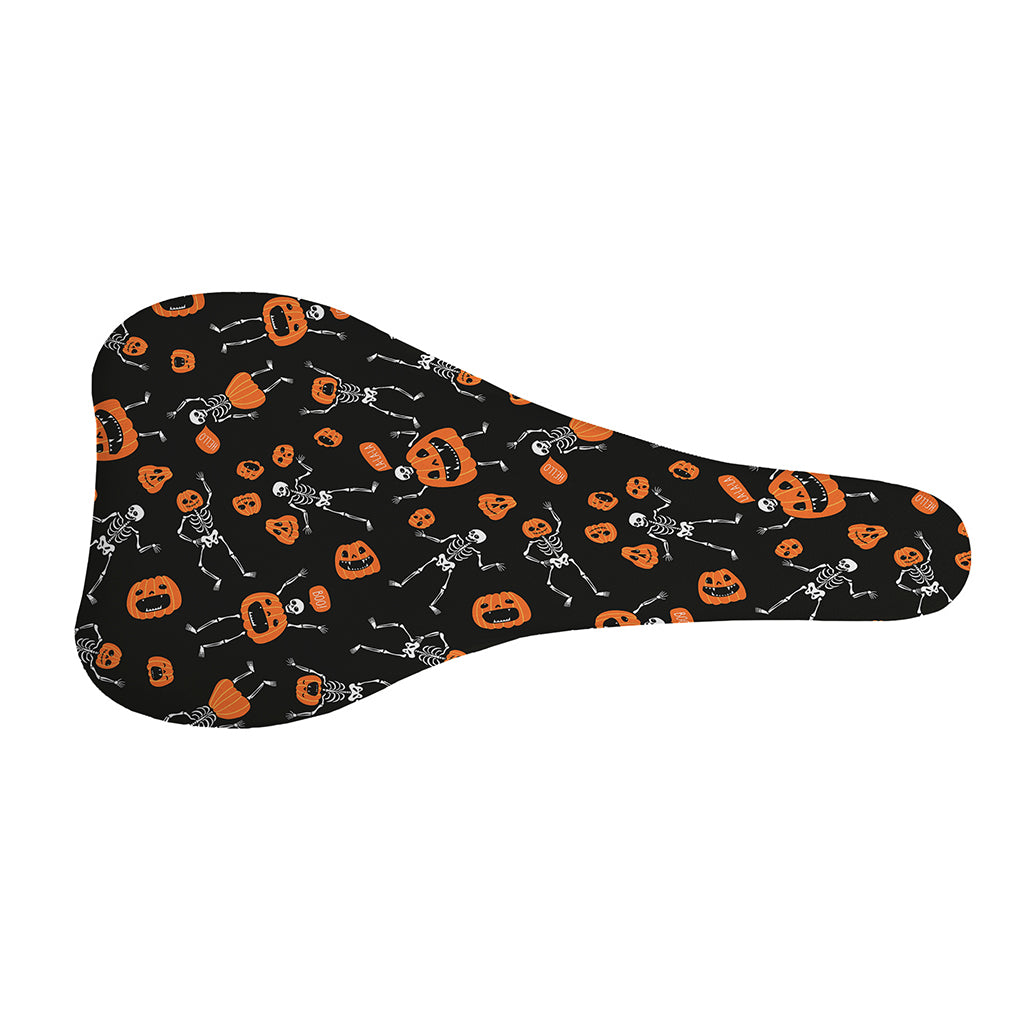 Halloween Skeleton And Pumpkin Print Bicycle Seat Cover