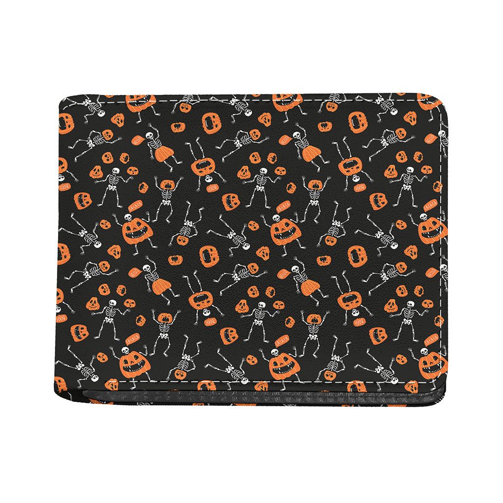 Halloween Skeleton And Pumpkin Print Bifold Wallet