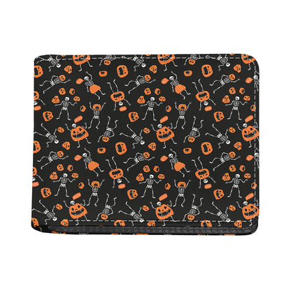 Halloween Skeleton And Pumpkin Print Bifold Wallet
