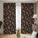 Halloween Skeleton And Pumpkin Print Blackout Pencil Pleat Curtains