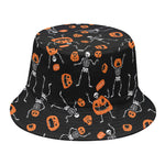 Halloween Skeleton And Pumpkin Print Bucket Hat