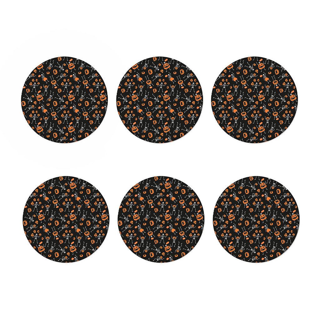 Halloween Skeleton And Pumpkin Print Coaster Set