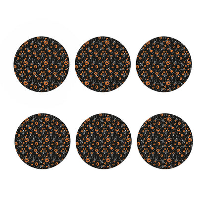 Halloween Skeleton And Pumpkin Print Coaster Set