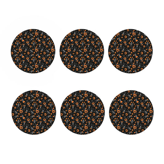 Halloween Skeleton And Pumpkin Print Coaster Set