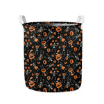 Halloween Skeleton And Pumpkin Print Collapsible Laundry Basket