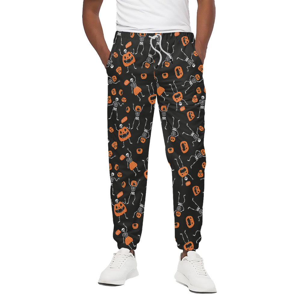 Halloween Skeleton And Pumpkin Print Cotton Pants