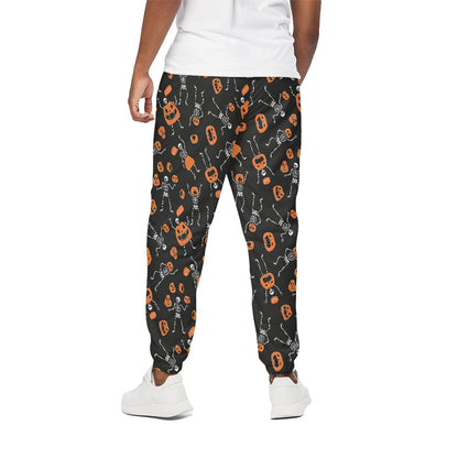 Halloween Skeleton And Pumpkin Print Cotton Pants