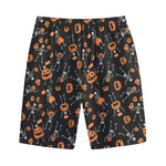 Halloween Skeleton And Pumpkin Print Cotton Shorts