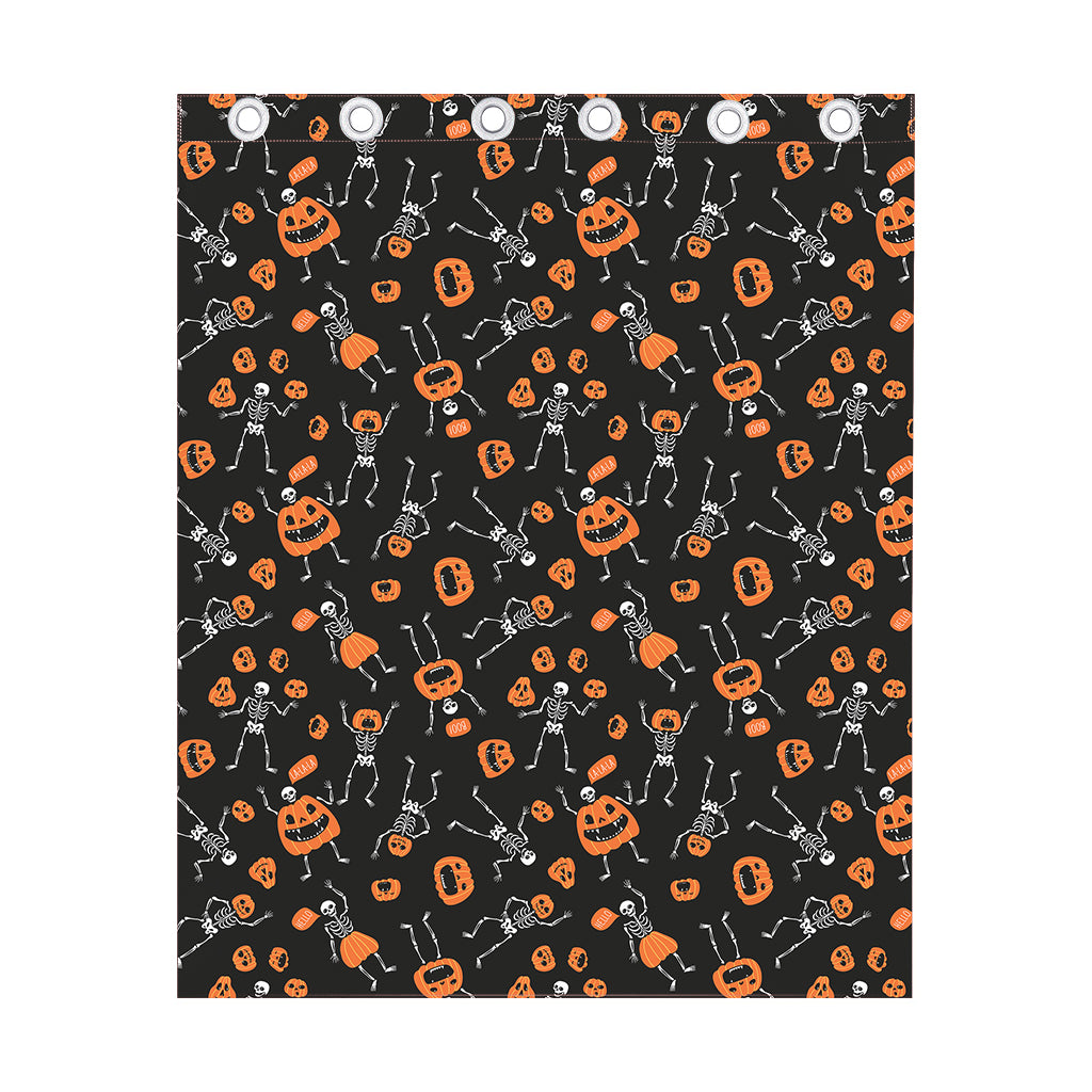 Halloween Skeleton And Pumpkin Print Curtain