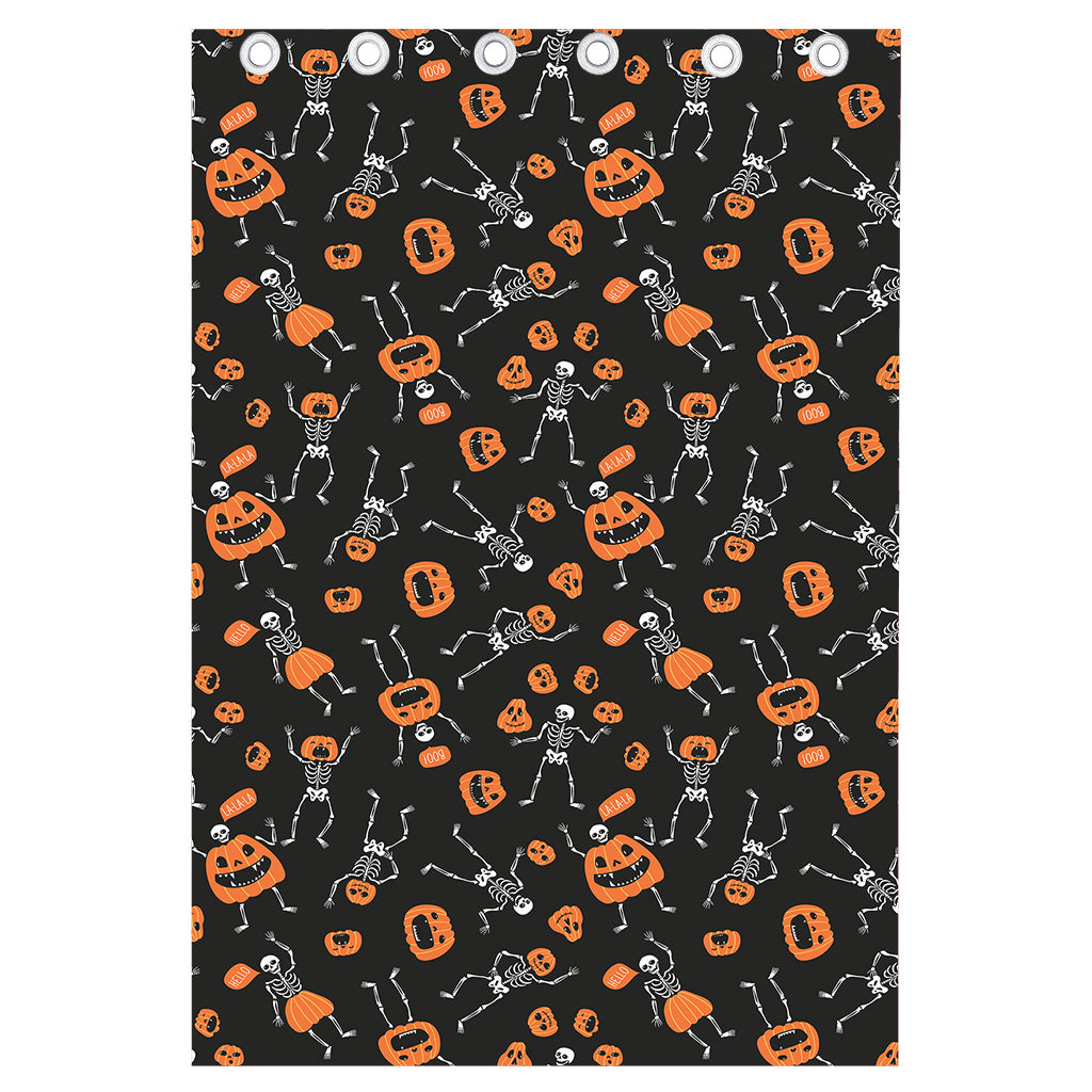 Halloween Skeleton And Pumpkin Print Curtain