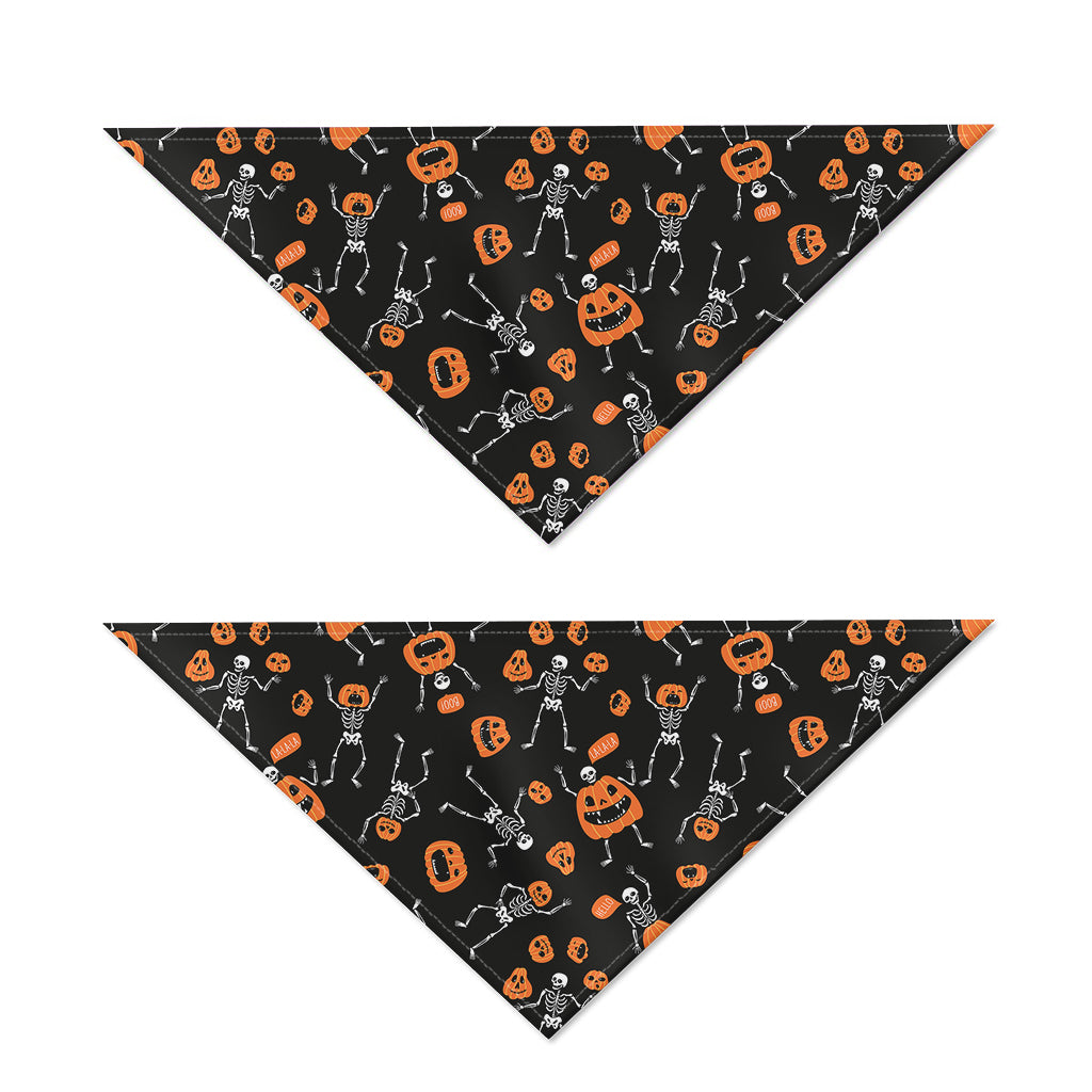 Halloween Skeleton And Pumpkin Print Dog Bandana