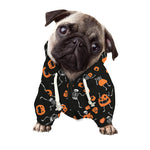 Halloween Skeleton And Pumpkin Print Dog Zip Up Hoodie
