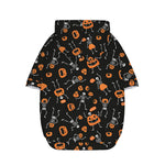 Halloween Skeleton And Pumpkin Print Dog Zip Up Hoodie