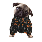 Halloween Skeleton And Pumpkin Print Dog Zip Up Jacket