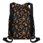 Halloween Skeleton And Pumpkin Print Drawstring Backpack