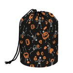 Halloween Skeleton And Pumpkin Print Drawstring Makeup Bag