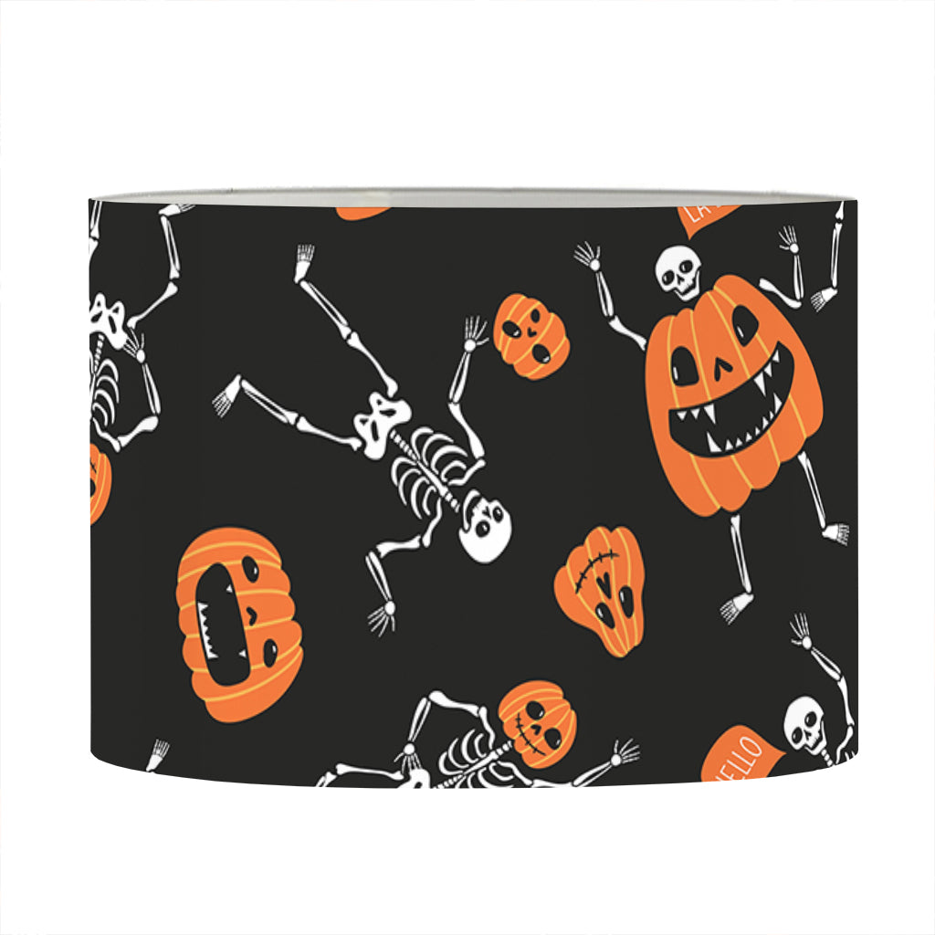 Halloween Skeleton And Pumpkin Print Drum Lamp Shade