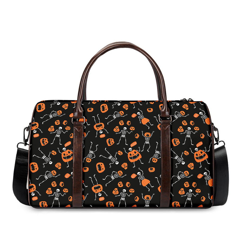 Halloween Skeleton And Pumpkin Print Duffle Bag