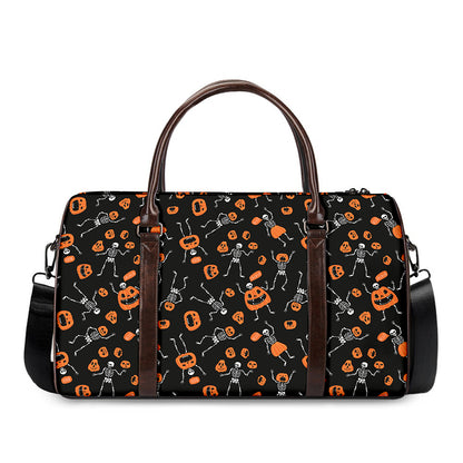 Halloween Skeleton And Pumpkin Print Duffle Bag