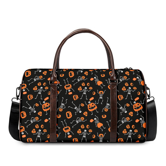 Halloween Skeleton And Pumpkin Print Duffle Bag
