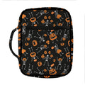 Halloween Skeleton And Pumpkin Print Front Pocket Bible Bag
