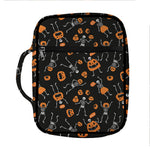 Halloween Skeleton And Pumpkin Print Front Pocket Bible Bag