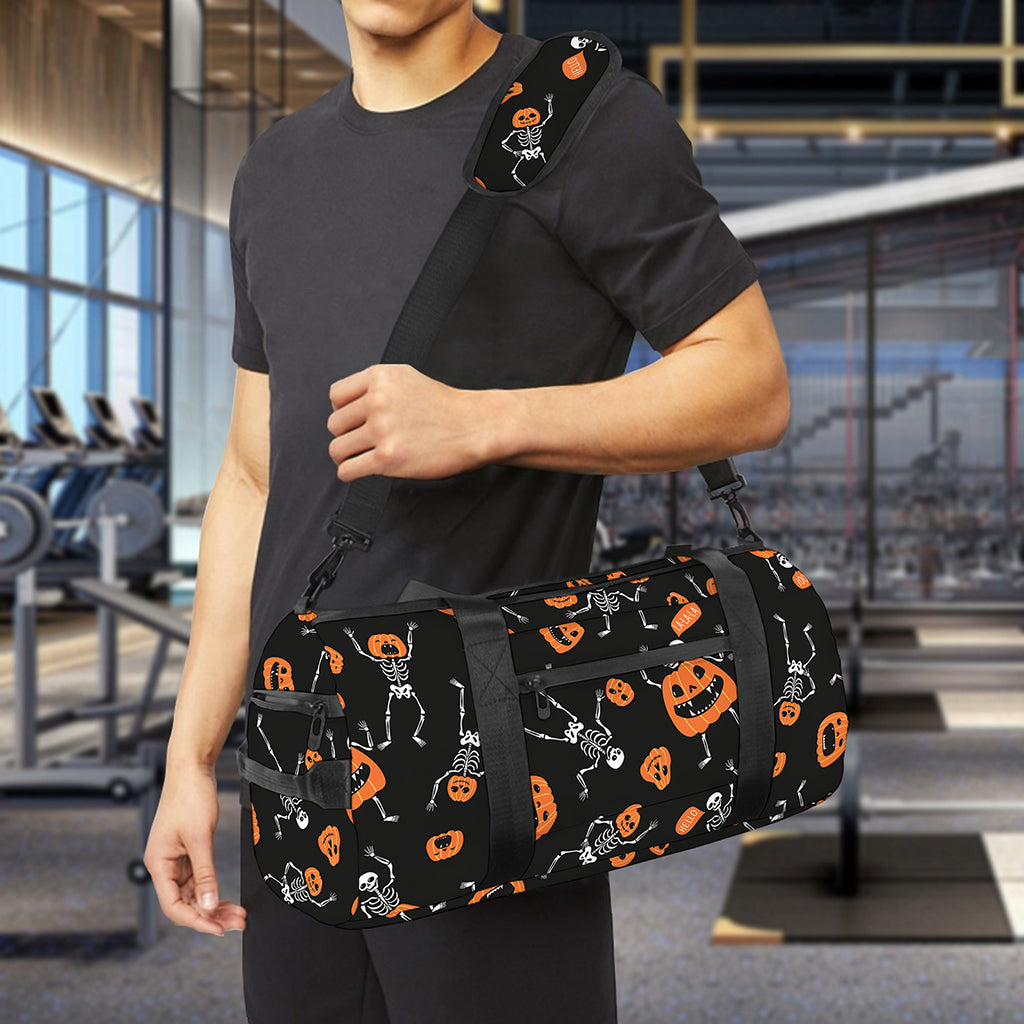 Halloween Skeleton And Pumpkin Print Gym Bag