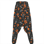 Halloween Skeleton And Pumpkin Print Hammer Pants