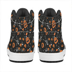 Halloween Skeleton And Pumpkin Print High Top Leather Sneakers